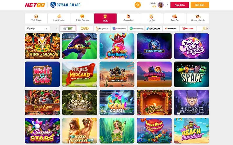 Sảnh game NetEnt tại Net88 có hàng trăm trò chơi hấp dẫn