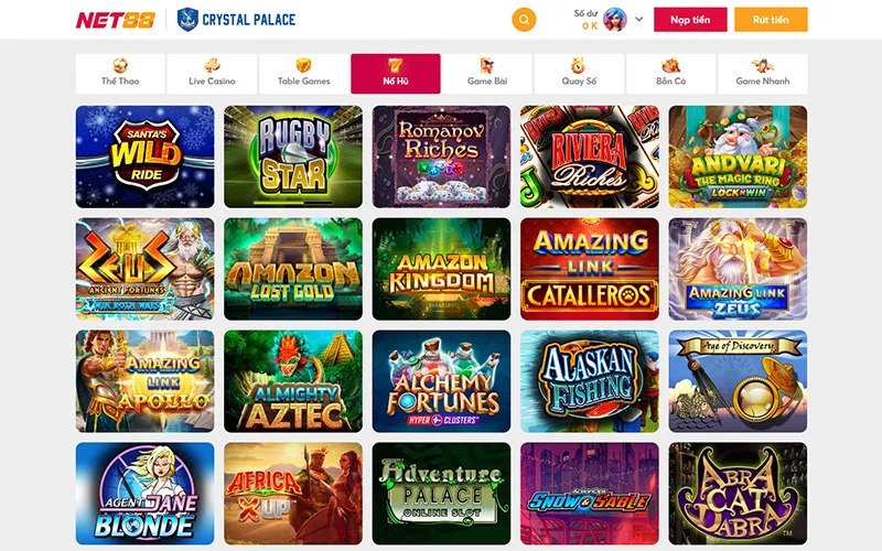 Hệ thống slot game đa dạng tại sảnh game PG Soft